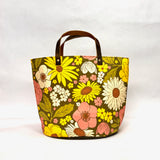 Retro 70s Floral Oval Bottom Knitting Craft Tote Bag