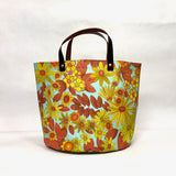 Flower Burst Natural Oval Bottom Knitting Craft Tote Bag