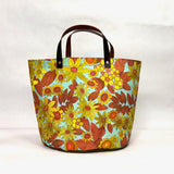Flower Burst Natural Oval Bottom Knitting Craft Tote Bag