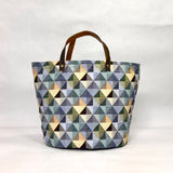 Geo Blue Tapestry Natural Oval Bottom Knitting Craft Tote Bag