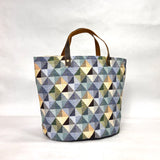 Geo Blue Tapestry Natural Oval Bottom Knitting Craft Tote Bag