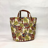 Elephants Tapestry Natural Oval Bottom Knitting Craft Tote Bag