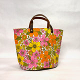Retro 60s Floral Oval Bottom Knitting Craft Tote Bag