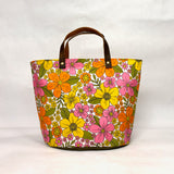Retro 60s Floral Oval Bottom Knitting Craft Tote Bag