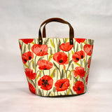 Red Poppies Oval Bottom Knitting Craft Tote Bag