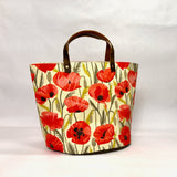 Red Poppies Oval Bottom Knitting Craft Tote Bag