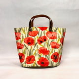 Red Poppies Oval Bottom Knitting Craft Tote Bag