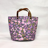 Floral Ditz Slate Oval Bottom Knitting Craft Tote Bag