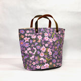 Floral Ditz Slate Oval Bottom Knitting Craft Tote Bag