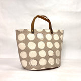 Wonky Spots Grey Oval Bottom Knitting Craft Tote Bag