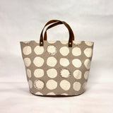 Wonky Spots Grey Oval Bottom Knitting Craft Tote Bag