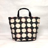 Wonky Spots Black Oval Bottom Knitting Craft Tote Bag
