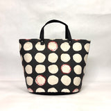 Wonky Spots Black Oval Bottom Knitting Craft Tote Bag