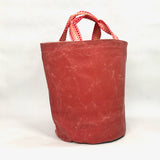 Faded Red Waxed Canvas Tall Round Bottom Knitting Craft Tote Bag