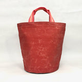 Faded Red Waxed Canvas Tall Round Bottom Knitting Craft Tote Bag