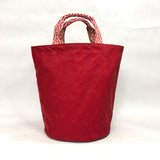 Red Waxed Canvas Tall Round Bottom Knitting Craft Tote Bag