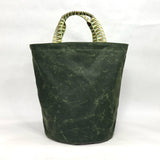 Hunter Green Waxed Canvas Tall Round Bottom Knitting Craft Tote Bag