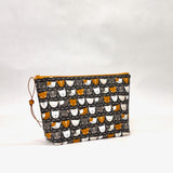 Kitty Kats Black Small Zipper Pouch Gadget Case Cosmetics Project Bag