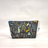 Menagerie Metallic Black Small Zipper Pouch Gadget Case Cosmetics Project Bag