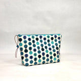 Protea Polka Turquoise Small Zipper Pouch Gadget Case Cosmetics Project Bag