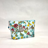 Encouraging Bird Blue Small Zipper Pouch Gadget Case Cosmetics Project Bag