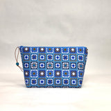 Granny Square Blue Small Zipper Pouch Gadget Case Cosmetics Project Bag