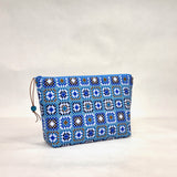 Granny Square Blue Small Zipper Pouch Gadget Case Cosmetics Project Bag
