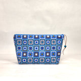 Granny Square Blue Small Zipper Pouch Gadget Case Cosmetics Project Bag