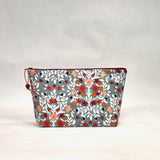 Folk Floral Damask Small Zipper Pouch Gadget Case Cosmetics Project Bag