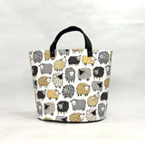 Geometric Sheep Oval Bottom Knitting Craft Tote Bag