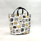 Geometric Sheep Oval Bottom Knitting Craft Tote Bag
