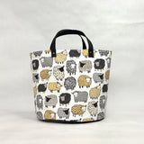 Geometric Sheep Oval Bottom Knitting Craft Tote Bag