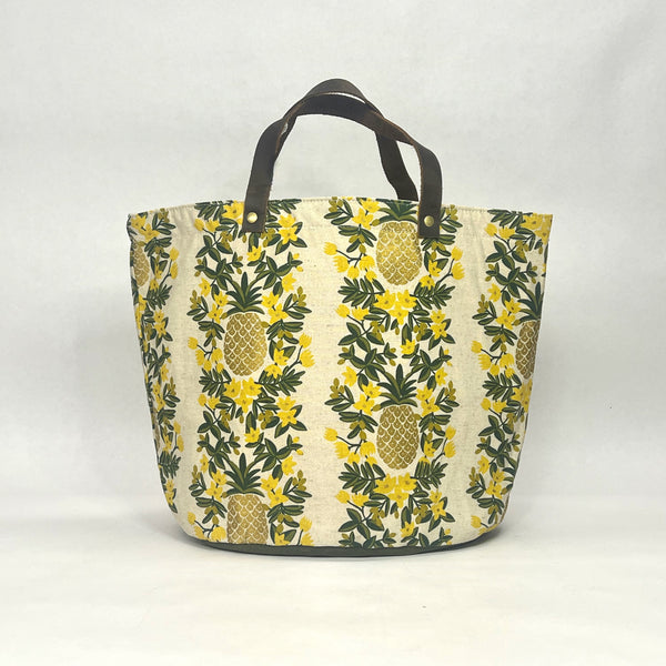 Pineapple Natural Oval Bottom Knitting Craft Tote Bag