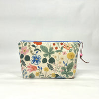 Strawberry Fields Ivory Small Zipper Pouch Gadget Case Cosmetics Project Bag