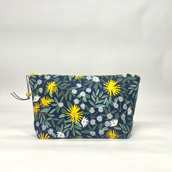 Daisy Field Navy Small Zipper Pouch Gadget Case Cosmetics Project Bag