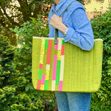 Quilted Strips Red XL BIG Tote Bag / Beach Bag