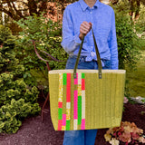 Quilted Strips Red XL BIG Tote Bag / Beach Bag