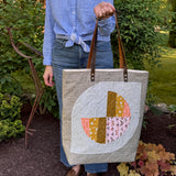 Quilted Modern Fans Patchwork Tall XL BIG Tote Bag / Beach Bag