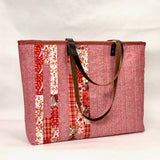 Quilted Strips Red XL BIG Tote Bag / Beach Bag