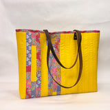 Quilted Strips Yellow XL BIG Tote Bag / Beach Bag