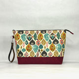 Angel Ornaments XL Zipper Knitting Project Craft Wedge Bag with Detachable Leather Wrist Strap