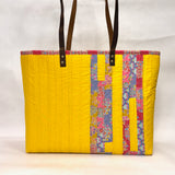 Quilted Right Strips Yellow XL BIG Tote Bag / Beach Bag