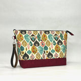 Angel Ornaments XL Zipper Knitting Project Craft Wedge Bag with Detachable Leather Wrist Strap