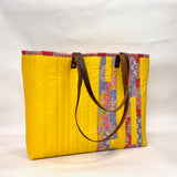 Quilted Right Strips Yellow XL BIG Tote Bag / Beach Bag