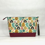 Angel Ornaments XL Zipper Knitting Project Craft Wedge Bag with Detachable Leather Wrist Strap