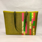 Quilted Right Strips Jungle XL BIG Tote Bag / Beach Bag