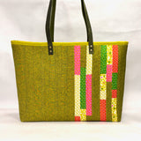 Quilted Right Strips Jungle XL BIG Tote Bag / Beach Bag