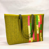 Quilted Right Strips Jungle XL BIG Tote Bag / Beach Bag