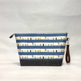 Fishing Cats XL Zipper Knitting Project Craft Bag with Detachable Leather Wrist Strap