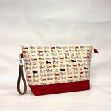 Long Cats XL Zipper Knitting Project Craft Bag with Detachable Leather Wrist Strap